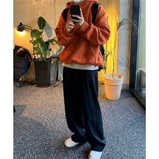 网图秋冬新款潮加绒连帽卫衣纯色百搭华棉潮WY001-P42橘色，男装卫衣，电商C310-1