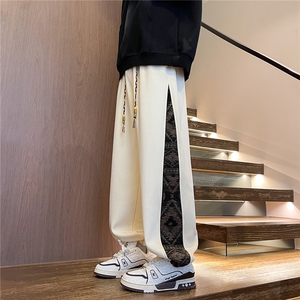 8XL-M春季新中式民族风束脚卫裤男潮牌拼接刺绣休闲裤KZ024P45图片