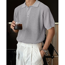 短袖针织POLO衫男士夏季薄款韩系镂空轻熟风翻领透气体恤衫Z95，男装Polo衫，星座1116A-2（原606A-1）