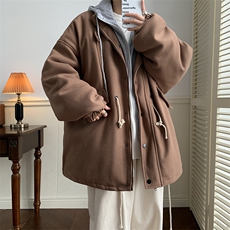 假两件潮牌棉服冬季加厚毛呢外套男ins港风连帽呢大衣W6510-P75，男装棉衣，星座512-2
