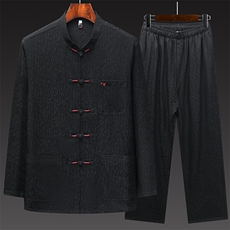 春秋新款风唐装中老年套装盘扣民族服衬衫2007-2P140，男装民族服装，星座1105-3