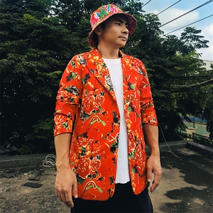 RS1网红同款高质量大码单上衣西装西服婚庆表演出团队服新中式潮图片