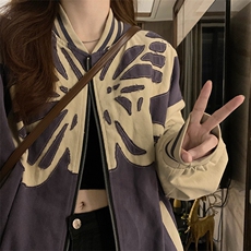 美式复古棒球服外套春秋装新款初中高中学生宽松立领夹克C700-98，男装夹克，星座911-2(原星座613-2）