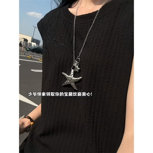 XZ809A/FFF02/特P24/控48 美式V领坎肩万针绣花背心T恤图片