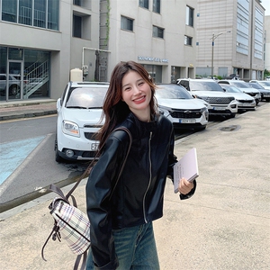 黑色复古皮衣外套女2025年秋季新款韩版小个子又酷又飒机车风夹克图片