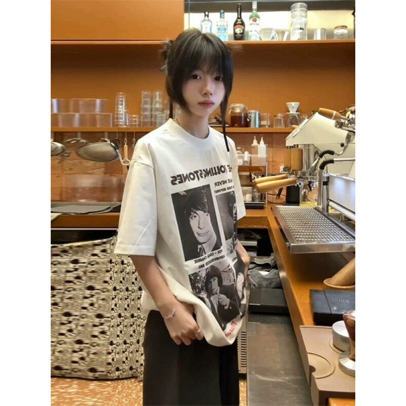 潮牌印花短袖t恤男款夏季潮美式复古cleanfit情侣穿搭五分袖上衣,男装T恤,星座809A(原222-1)