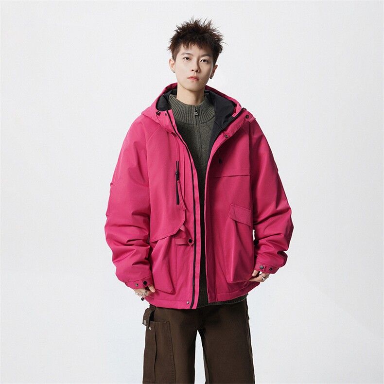 现货5W件冬季三防美式boxy解构连帽雪山冲锋衣棉衣男女棉服厚外套,男装夹克,电商A486