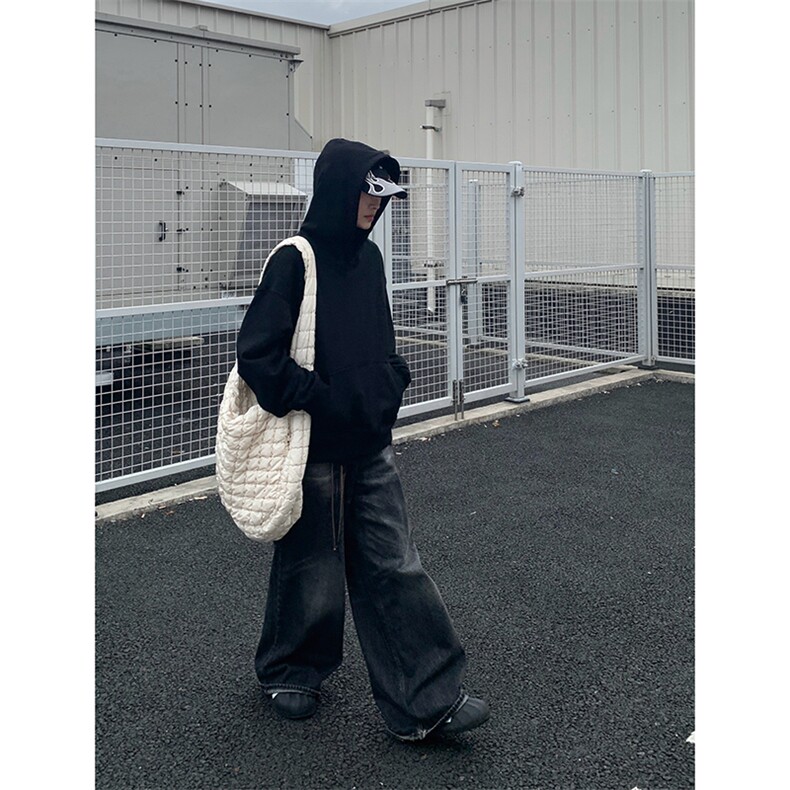 灰色cleanfit男生短款卫衣美式重磅连帽大帽衫廓形外套潮WY004P48,女装短外套,电商B312