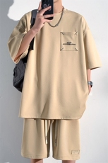 2025夏季新款港风光影墙大码菠萝格短裤套装M-5XHQ23437-P50，男装牛仔裤，电商A022