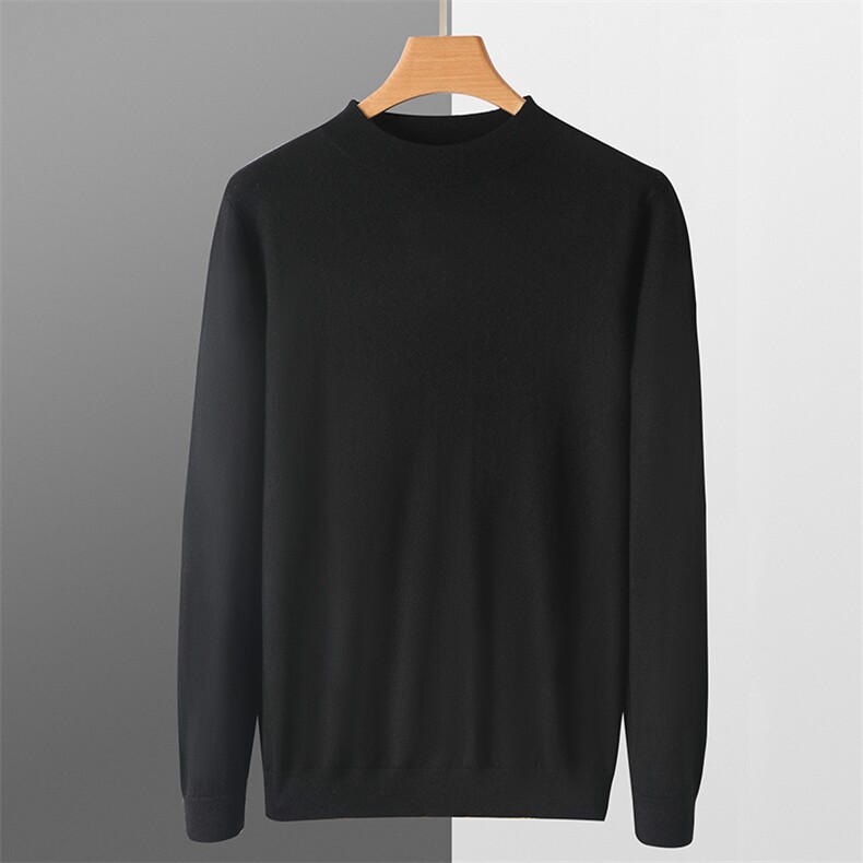 秋冬季男士精纺33羊毛小半高圆领简约休闲羊毛衫，男装羊毛衫，君贝羊绒