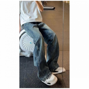 美式高街复古牛仔裤男宽松直筒潮牌痞帅vibe微喇裤子WL4500-P46图片