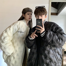 1港风情侣定制面料大码M-5XL保暖棒球领羽绒服外套8709P168控229，男装羽绒服，星座226-2