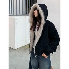 现货高品质美式高街冬季重磅硬挺短款座山雕毛领棉衣男女加厚外套，男装棉衣，电商A443