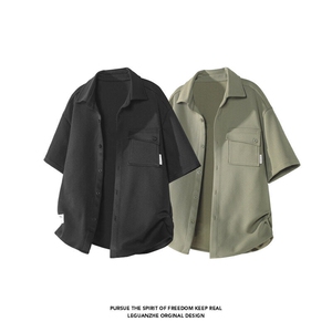 2025 HC25235改短 港风白底大码夹标短袖衬衫M-5X HC25448-P35,男装衬衫,电商A022