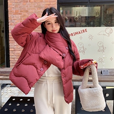 2024冬季白鸭绒短款羽绒服配围巾加厚1D077-6811#-P245-K358，女装羽绒服，蝶眷