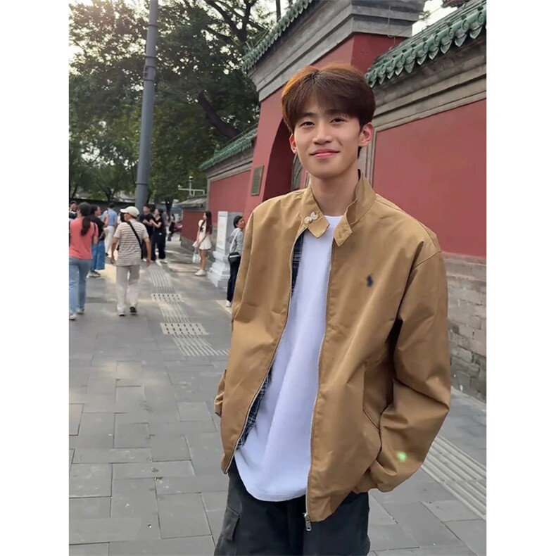 网图有货美式小马刺绣工装夹克男女哈灵顿行政立领外套A1105-P53,男装夹克,星座1505