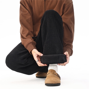 雪尼尔人字纹休闲裤子男冬季加绒高个子KZ090加长-KZ090加长加绒