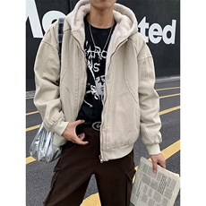 座山雕加绒外套男女秋冬季重磅帆布夹克棉服连帽棉衣MF298-P143，男装夹克，星座412-3
