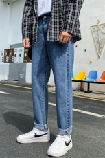 秋季直筒牛仔裤男士韩版潮流阔腿九分宽松潮牌休闲长裤子7104-P35，男装牛仔裤，电商A318