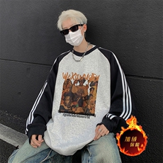 抖音得物供货提供视频秋冬重磅美式宽松织带圆领卫衣0727，男装卫衣，电商A486