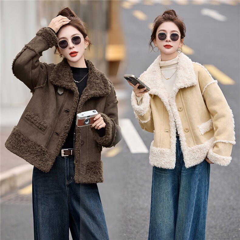 2025冬季加厚皮毛一体立领外套,女装棉衣/棉服,维一诺（1D095）