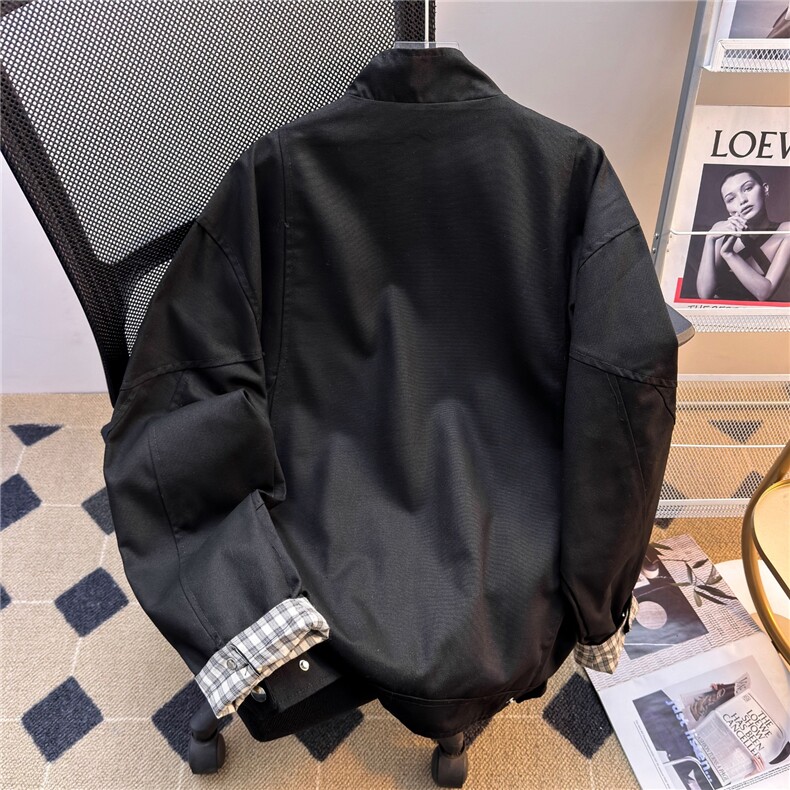 JK8569-P76春秋款哈灵顿短款牛仔外套男女硬汉风立领牛仔衣,男装工装外套,电商B323A