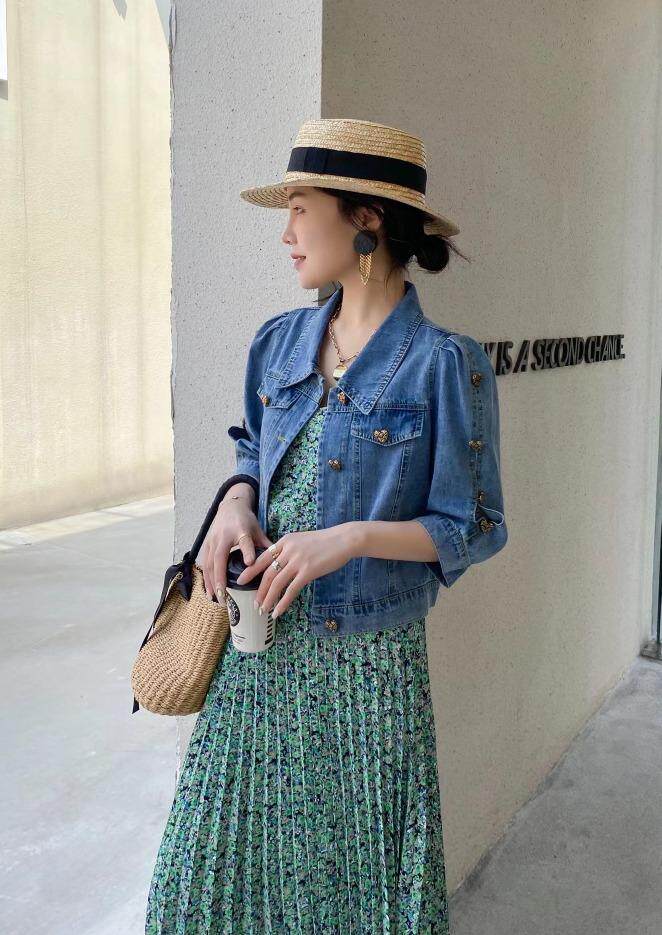 夏季新品牛仔碎花两件套套裙，其它，迈裳亿