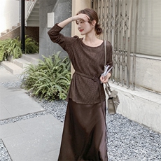 时尚气质优雅通勤百搭镂空罩衫+纯色吊带裙套装，女装连衣裙，浙宝069