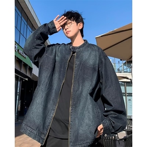 高街复古美式做旧小众牛仔夹克男女春季潮流百搭情侣外套B16/P75图片