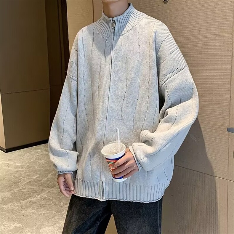 时尚针织开衫毛衣男士冬秋季潮纯色帅气长袖双拉链外套M5687/P60,男装针织衫/毛衣,星座506