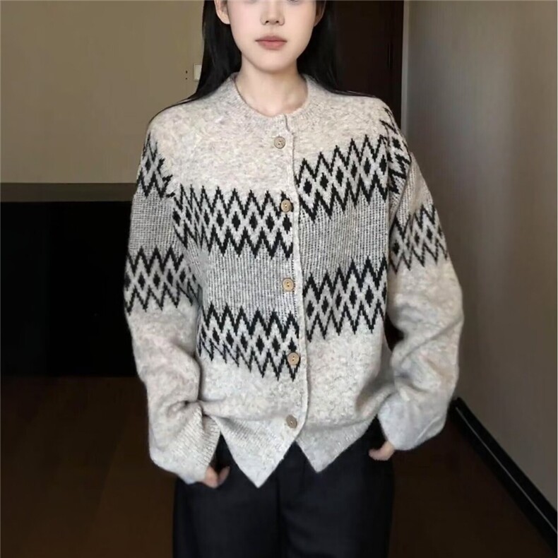 毛衣女日系针织开衫新款提花慵懒风外套百搭宽松外穿上衣MYM038,男装针织衫/毛衣,星座516A