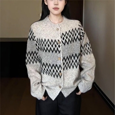 毛衣女日系针织开衫新款提花慵懒风外套百搭宽松外穿上衣MYM038，男装针织衫/毛衣，星座516A