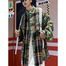 C6009-P41复古格子衬衫男女春秋款设计感小众衬衣外套宽松休闲，男装衬衫，电商B323A