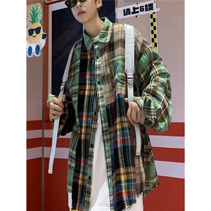 C6009-P41 复古格子衬衫男女春秋款设计感小众衬衣外套宽松休闲图片