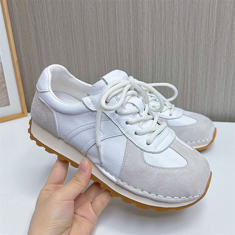 真皮阿甘鞋女2024春季新款平底运动德训鞋女休闲小白鞋女百搭女鞋图片