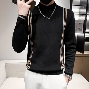 秋冬新款韩版青年男士长袖圆领修身时尚休闲男针织毛衣打底衫S523图片