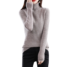 2024秋季新款高领长袖纯色套头衫修身百搭，女装羊毛衫，秋双羊绒