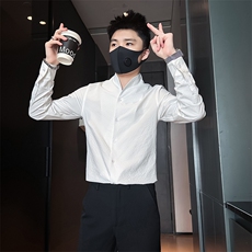 店主风立领衬衫男长袖高级感修身英伦社会小伙301C-CS08-P58控78，男装衬衫，星座301C（原B323）