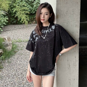 万针全刺绣工艺抖音得物高品质260克重磅纯棉双纱美式高街短袖T恤图片