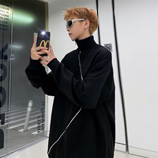 美式ins高街暗黑拉链宽松开衫卫衣连帽外套WY0802-P43，男装卫衣，星座308B-1