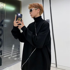 美式ins高街暗黑拉链宽松开衫卫衣连帽外套 WY0802-P43图片