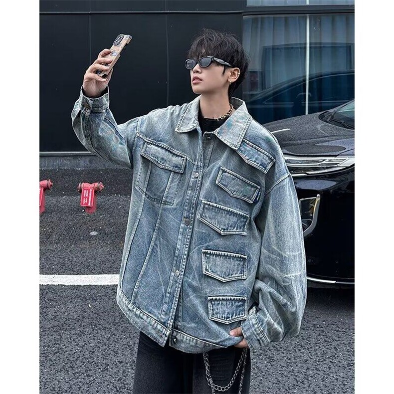 2025春季帅外套男ins高街潮牌原宿风韩版潮流宽松夹克W6252-P77图片