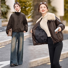 主推BAO款韩版羊羔毛领皮90白鸭绒羽绒服女短款外套百搭显瘦保暖，女装羽绒服，江南女神