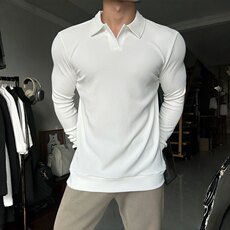 GYM海鸥领POLO长袖T恤弹力针织上衣ZW0152特批36，男装T恤，星座313A(原308A-2)
