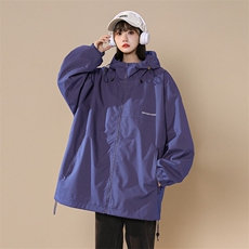 冲锋衣连帽夹克男宽松落肩纯色上衣外套DSA157B-JK727-P58，男装夹克，电商A157B