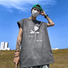 量大优供视频得物直播品220克夏季麂皮绒背心无袖T恤BJ213，男装T恤，电商A486