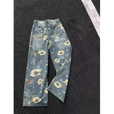 春季新款vintage美式花卉宽松阔腿牛仔裤复古着男拖地GJ165P60，男装牛仔裤，电商D256-1(原A064-1)