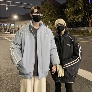 情侣装冬装 港风条纹织带棉服 棉衣休闲加厚外套男女 G1107 P118图片