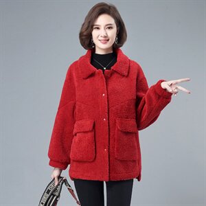 小个子毛呢外套女短款2021春秋新款颗粒绒韩版加厚呢子大衣妈妈装图片