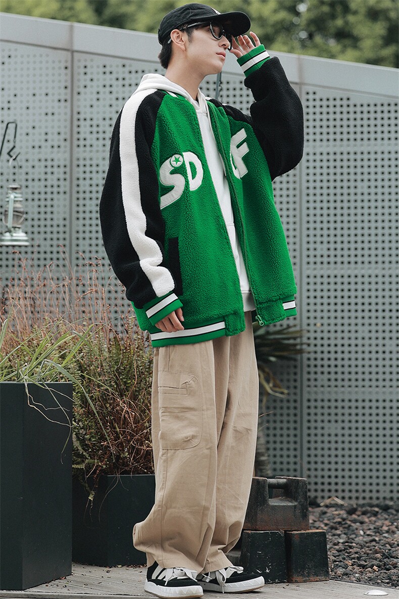 冬款青少年棉衣加绒宽松羊羔绒棒球服外套男女8108-P120控价158,男装棉衣,电商A441-1